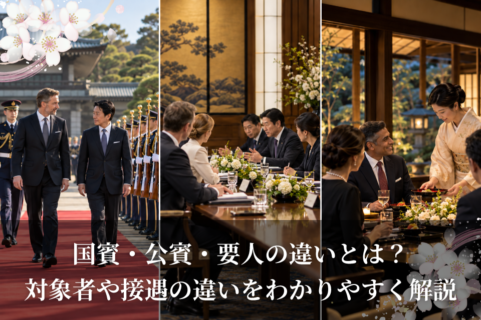 国賓・公賓・要人の違いとは？対象者や接遇の違いをわかりやすく解説