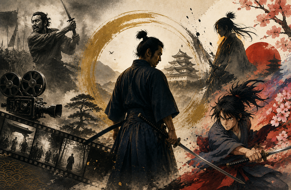 武士や侍を題材としたアニメや映画のイメージ