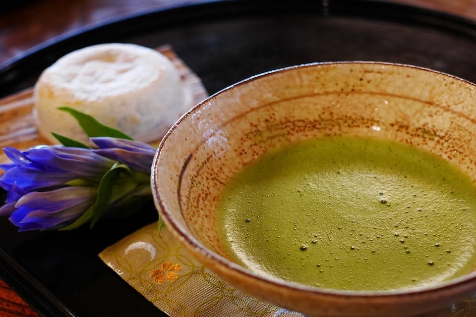 powdered green tea (steamed and dried before being stone-ground)