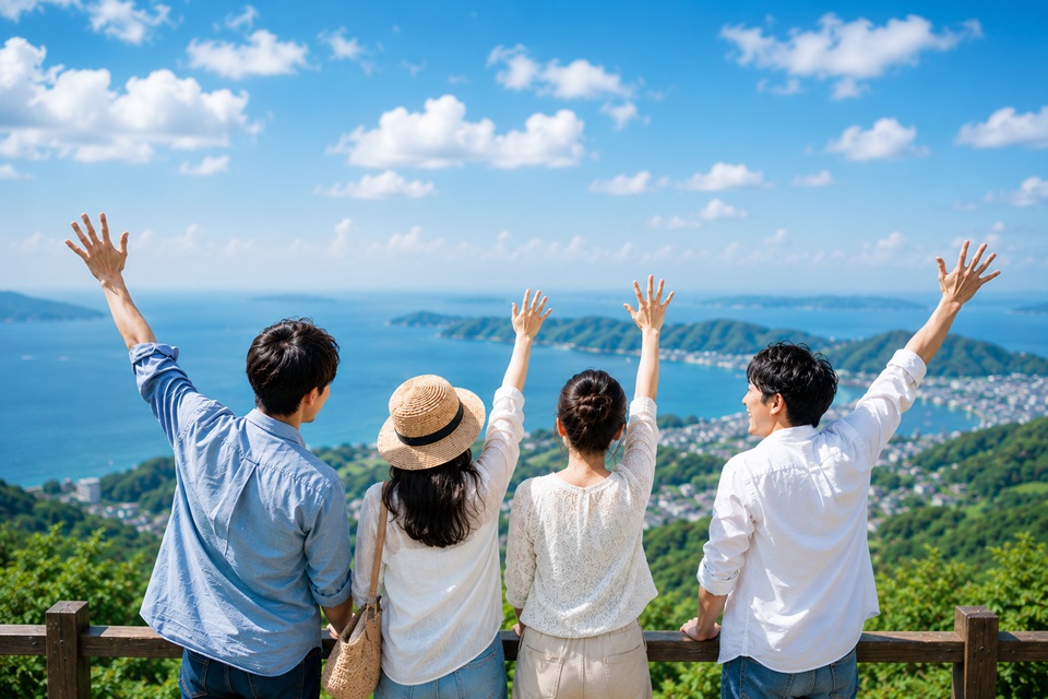 旅先でリフレッシュしたり交流したりしている写真
